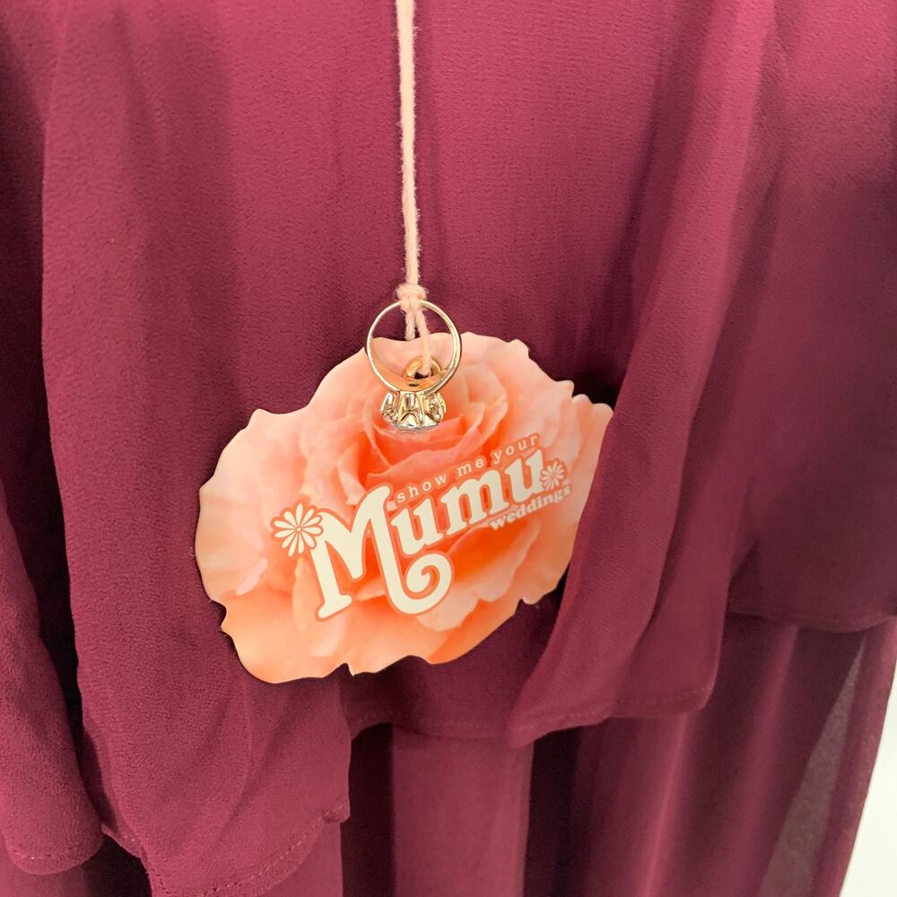 Caitlin Ruffle Maxi Dress Burgundy Show Me Your Mumu Medium - Picture 6 of 7